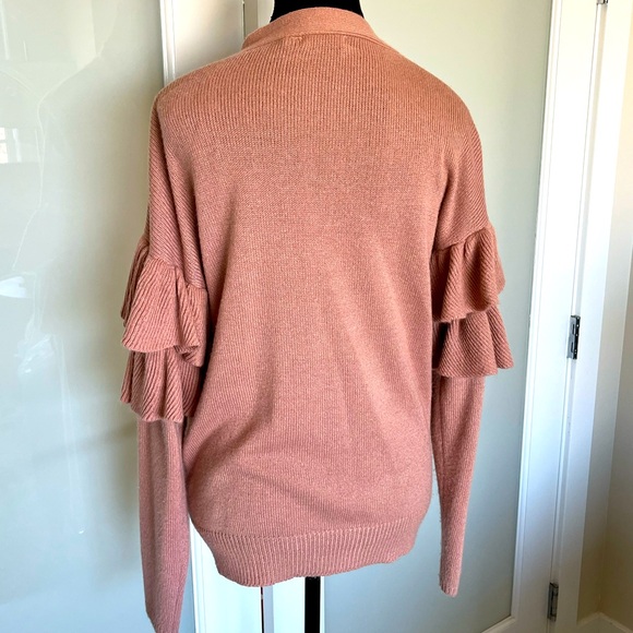 Pink cardigan with ruffle sleeves, size small - Picture 4 of 4